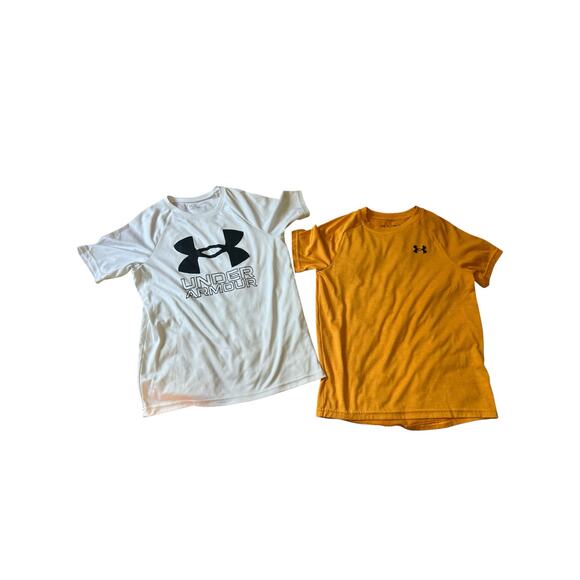 Under Armour Boys T Shirts, Yellow & White, Size Youth Med - Picture 1 of 3